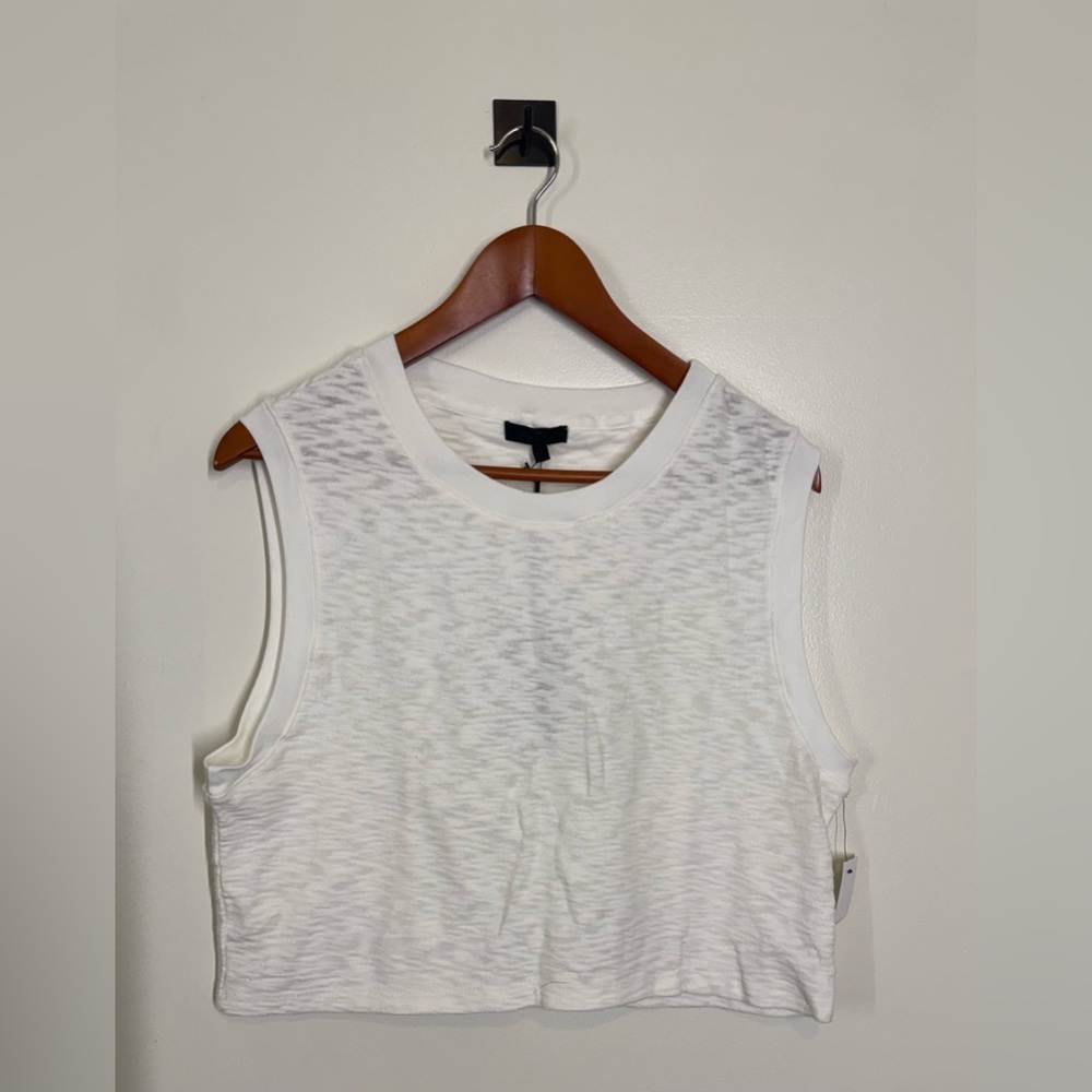 NWT The Range Brand Women's White Sleeveless Tank Top Large Cropped